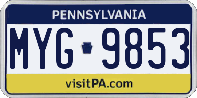 PA license plate MYG9853