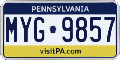 PA license plate MYG9857