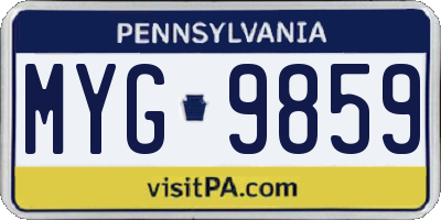 PA license plate MYG9859