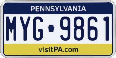 PA license plate MYG9861