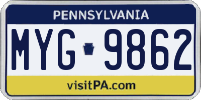 PA license plate MYG9862