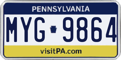 PA license plate MYG9864