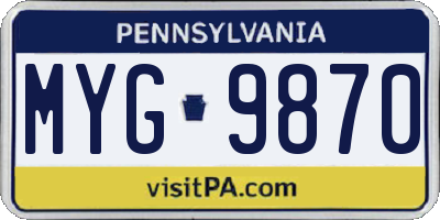 PA license plate MYG9870