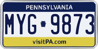 PA license plate MYG9873