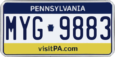 PA license plate MYG9883