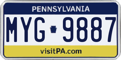 PA license plate MYG9887