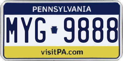 PA license plate MYG9888