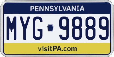 PA license plate MYG9889