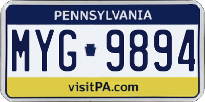 PA license plate MYG9894