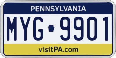 PA license plate MYG9901