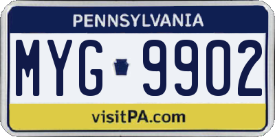 PA license plate MYG9902