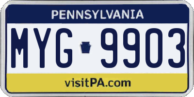 PA license plate MYG9903