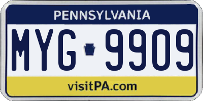 PA license plate MYG9909