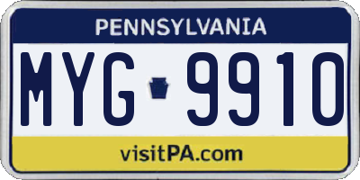 PA license plate MYG9910
