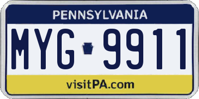 PA license plate MYG9911