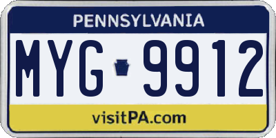 PA license plate MYG9912