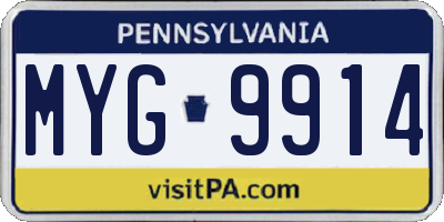 PA license plate MYG9914