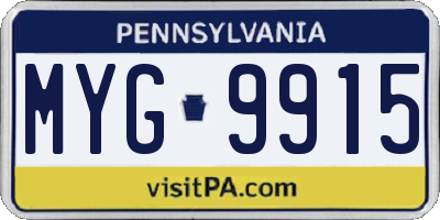 PA license plate MYG9915