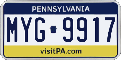 PA license plate MYG9917