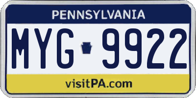 PA license plate MYG9922
