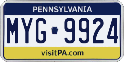 PA license plate MYG9924