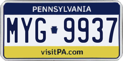 PA license plate MYG9937