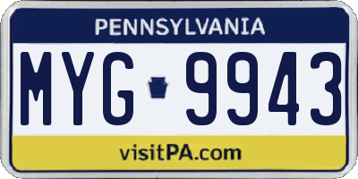 PA license plate MYG9943