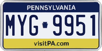 PA license plate MYG9951
