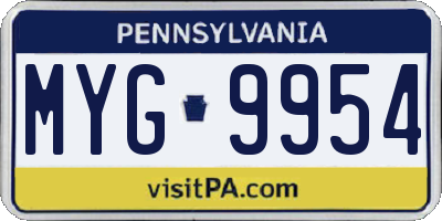 PA license plate MYG9954
