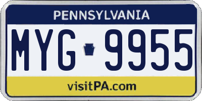 PA license plate MYG9955