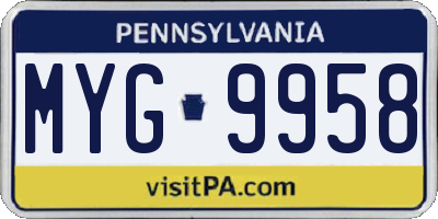 PA license plate MYG9958