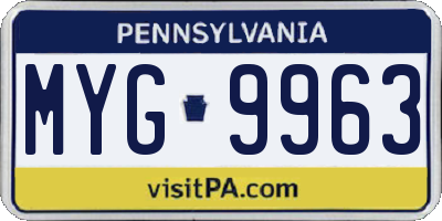 PA license plate MYG9963
