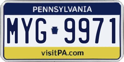 PA license plate MYG9971