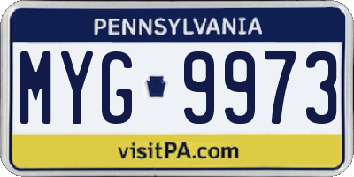 PA license plate MYG9973