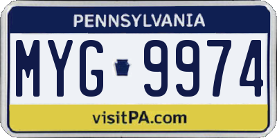 PA license plate MYG9974