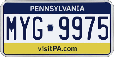 PA license plate MYG9975