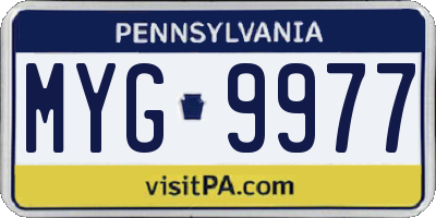 PA license plate MYG9977