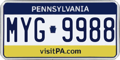 PA license plate MYG9988