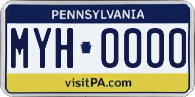 PA license plate MYH0000