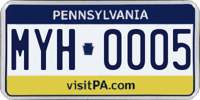 PA license plate MYH0005