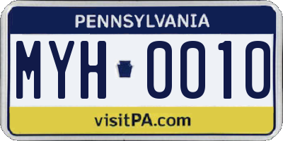 PA license plate MYH0010