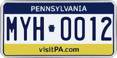 PA license plate MYH0012