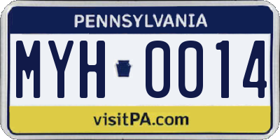 PA license plate MYH0014