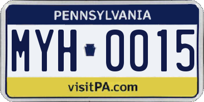 PA license plate MYH0015