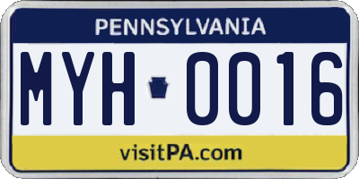 PA license plate MYH0016