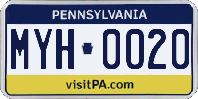 PA license plate MYH0020