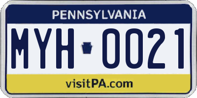 PA license plate MYH0021