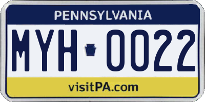 PA license plate MYH0022