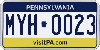 PA license plate MYH0023