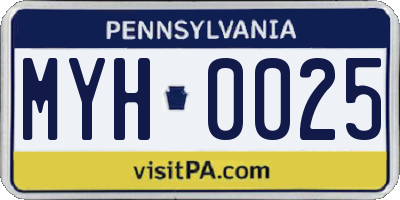 PA license plate MYH0025